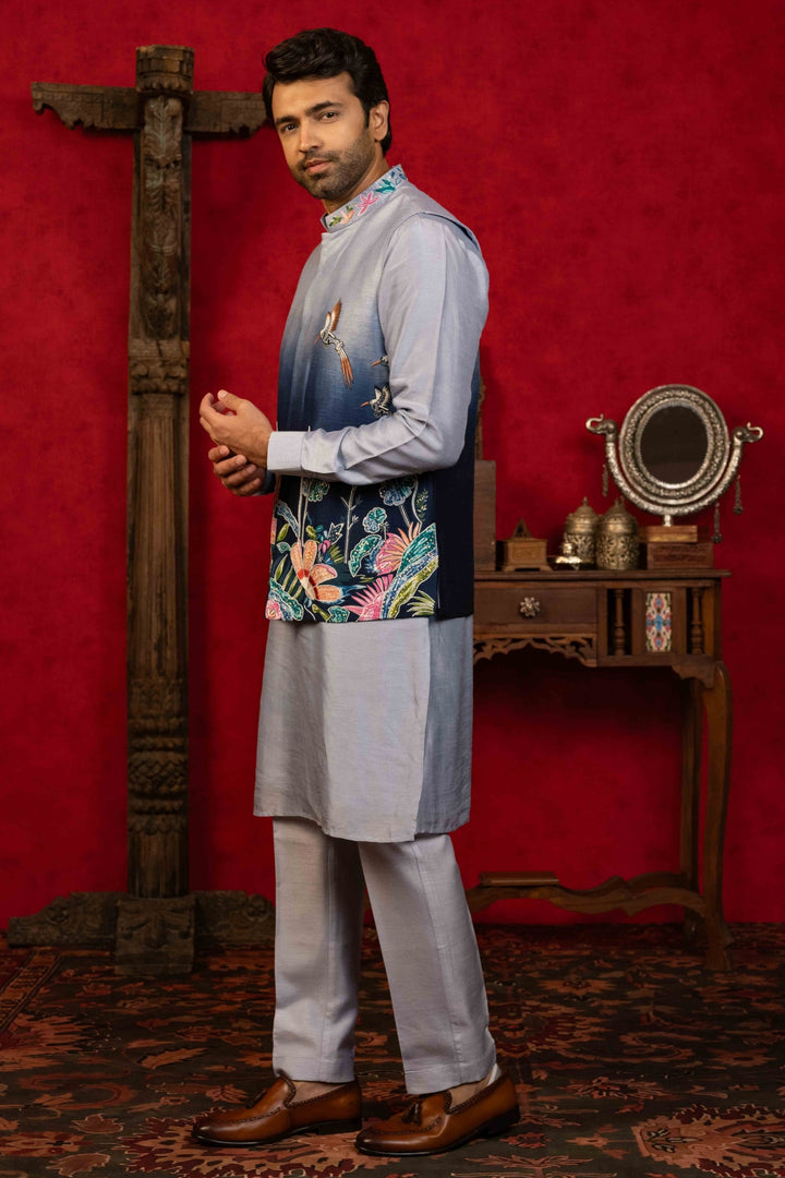 Ombre Jacket Set with Aari & Sequin Work
