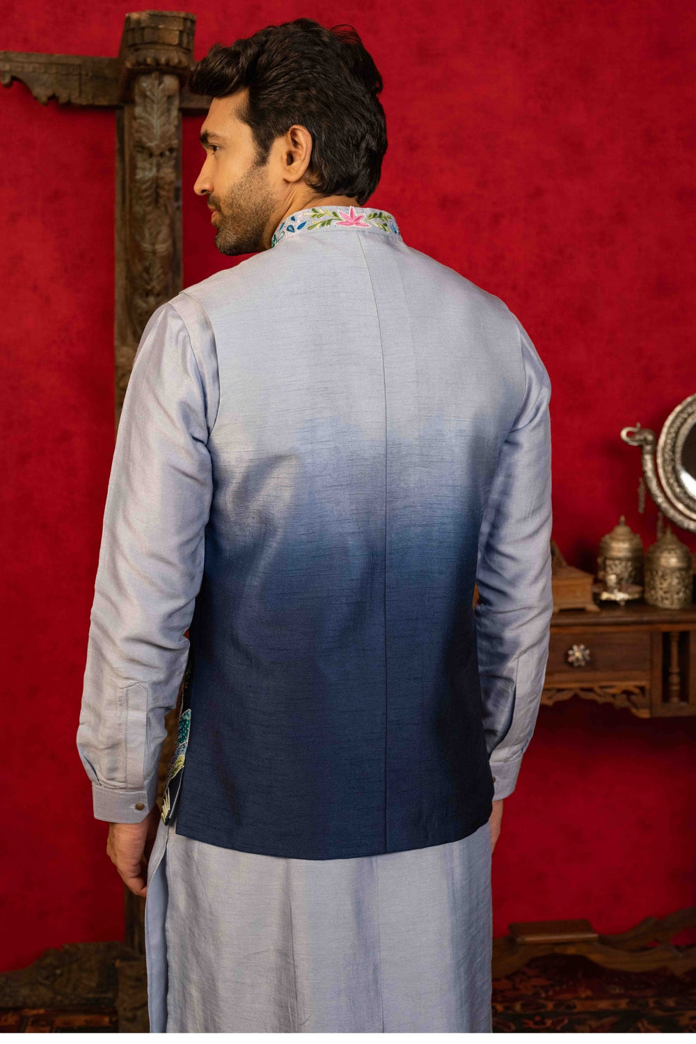 Ombre Jacket Set with Aari & Sequin Work