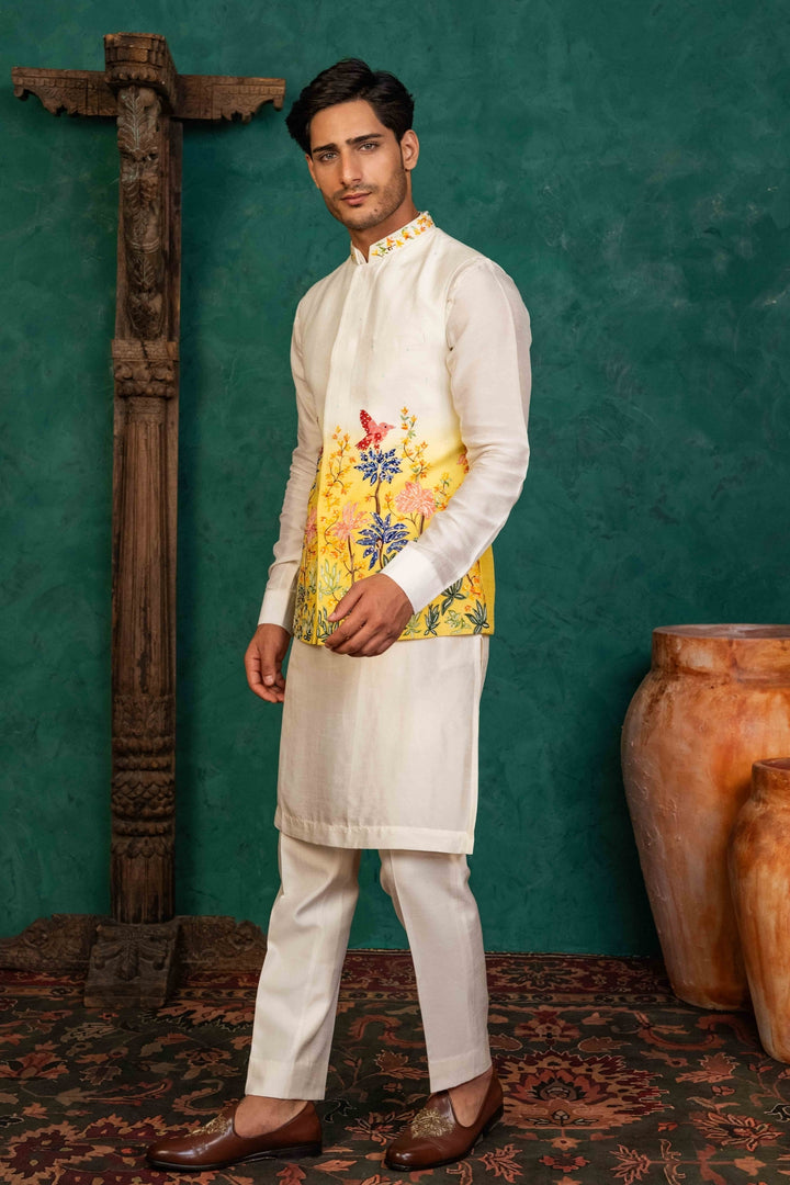 Ombre Koti-Kurta Set with Aari Tikki Work