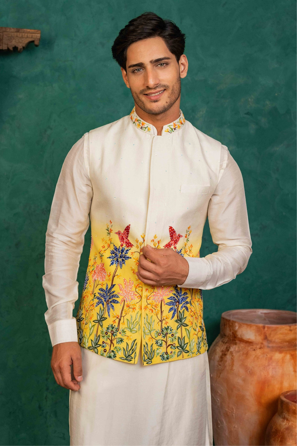 Ombre Koti-Kurta Set with Aari Tikki Work