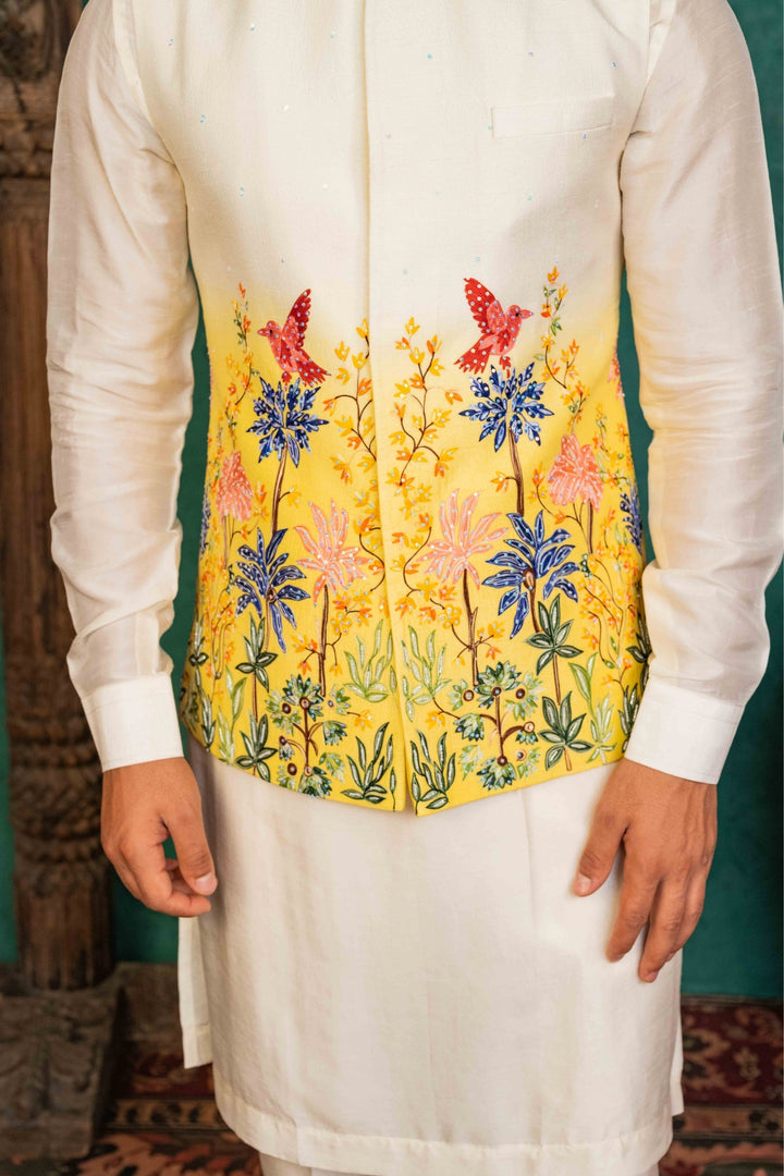 Ombre Koti-Kurta Set with Aari Tikki Work