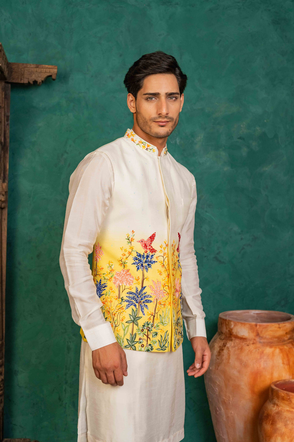 Ombre koti-kurta Set with Aari and Tikki Embroidery