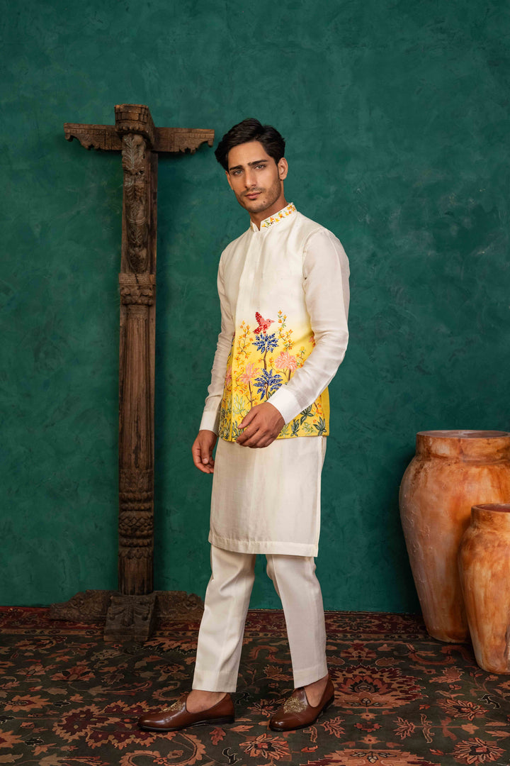 Ombre koti-kurta Set with Aari and Tikki Embroidery