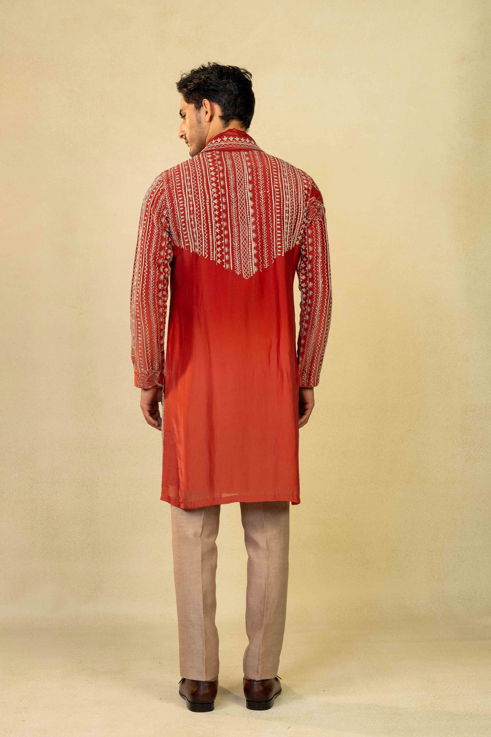 Ombre kurta & dupatta, embellished with Marodi embroidery and hand embroidery
