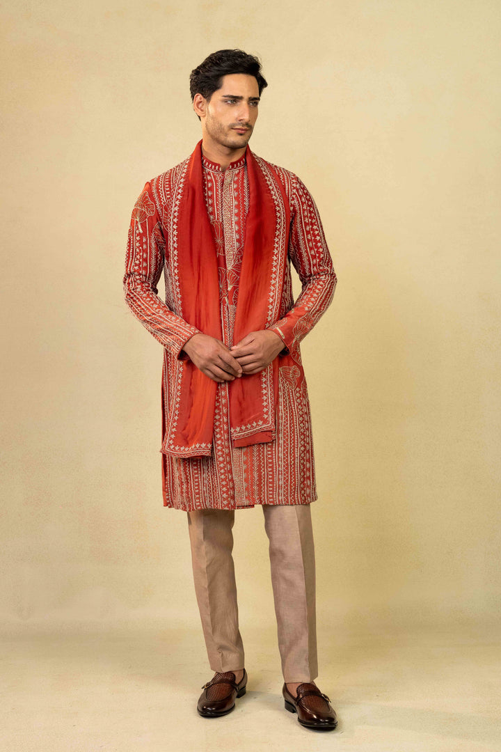 Ombre kurta & dupatta, embellished with Marodi embroidery and hand embroidery