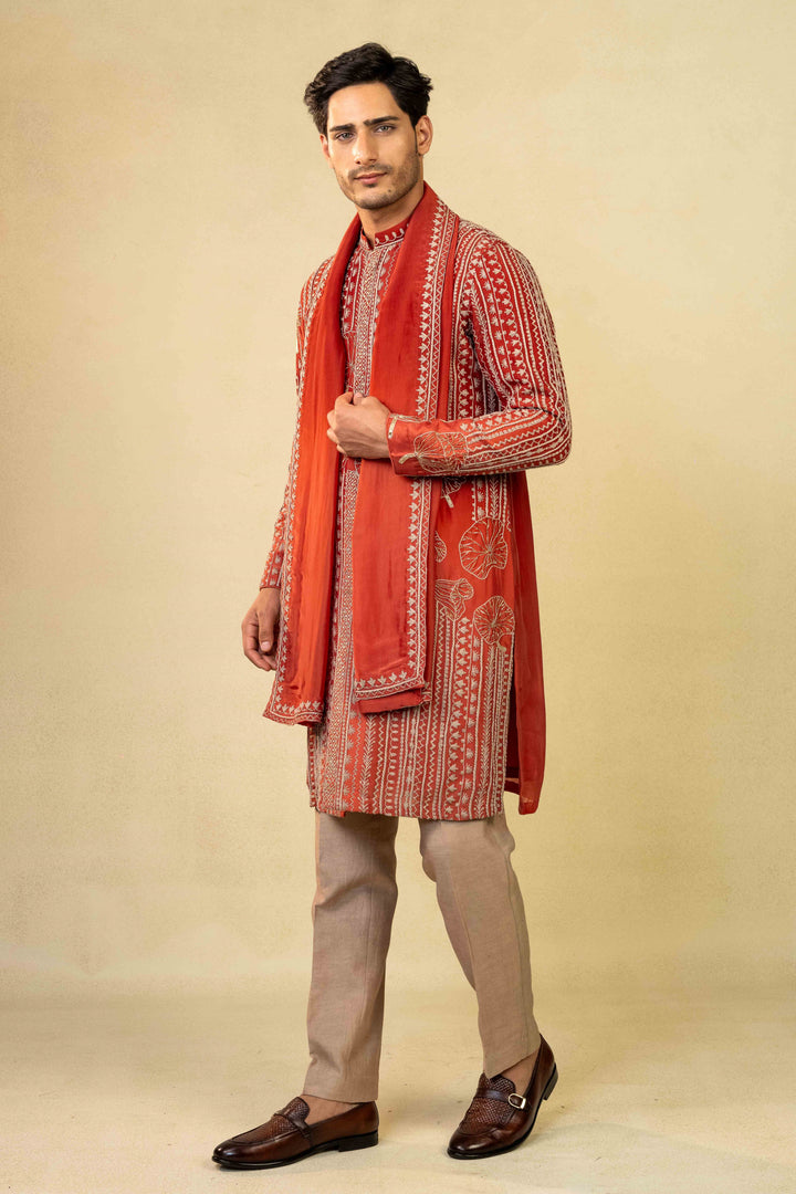 Ombre kurta & dupatta, embellished with Marodi embroidery and hand embroidery