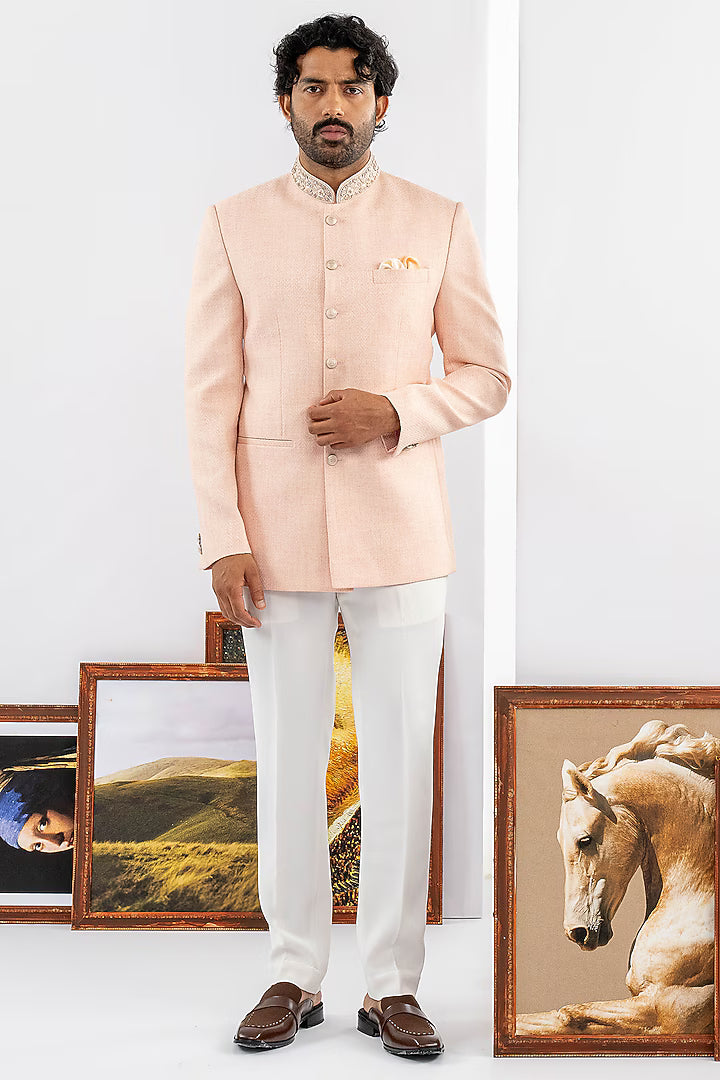 Peach Matka Fabric Jodhpuri Set – Image 3
