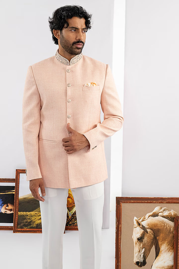 Peach Matka Fabric Jodhpuri Set – Image 2