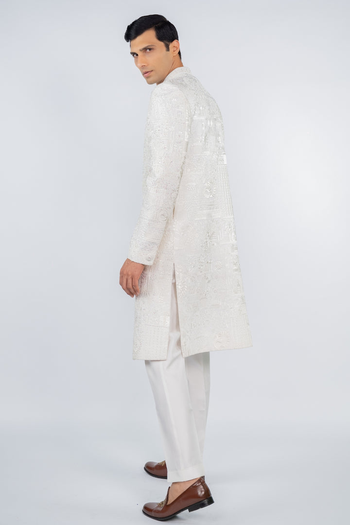 Pearl White Classic Sherwani