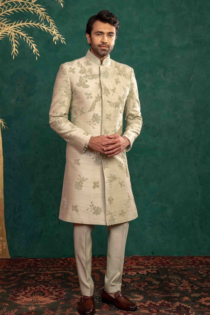 Pistachio Green  Hand Embroidered Sherwani