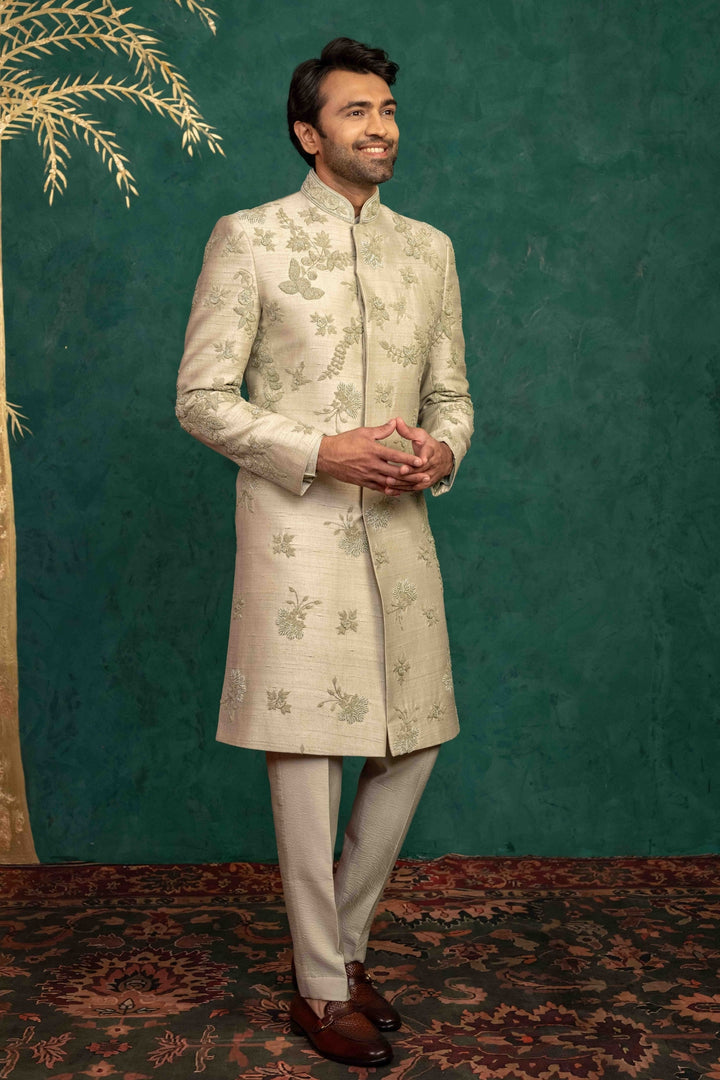 Pistachio Green  Hand Embroidered Sherwani