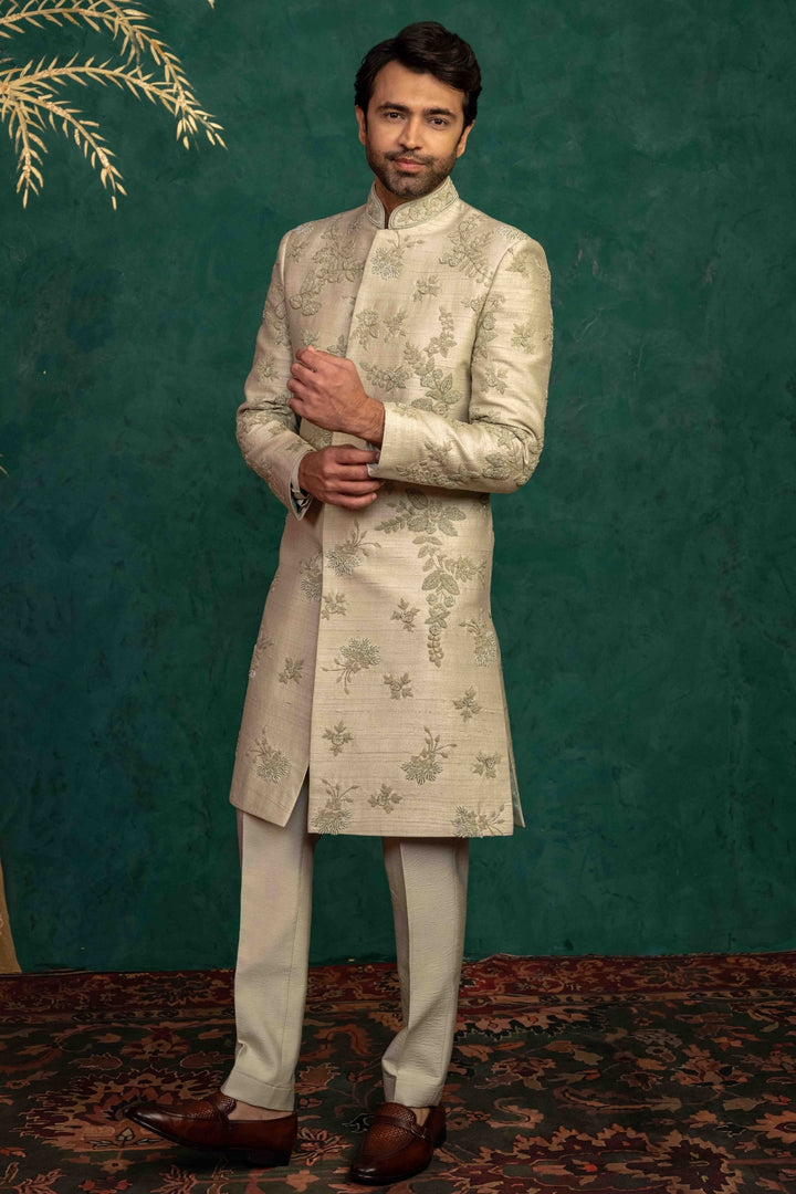 Pistachio Green  Hand Embroidered Sherwani
