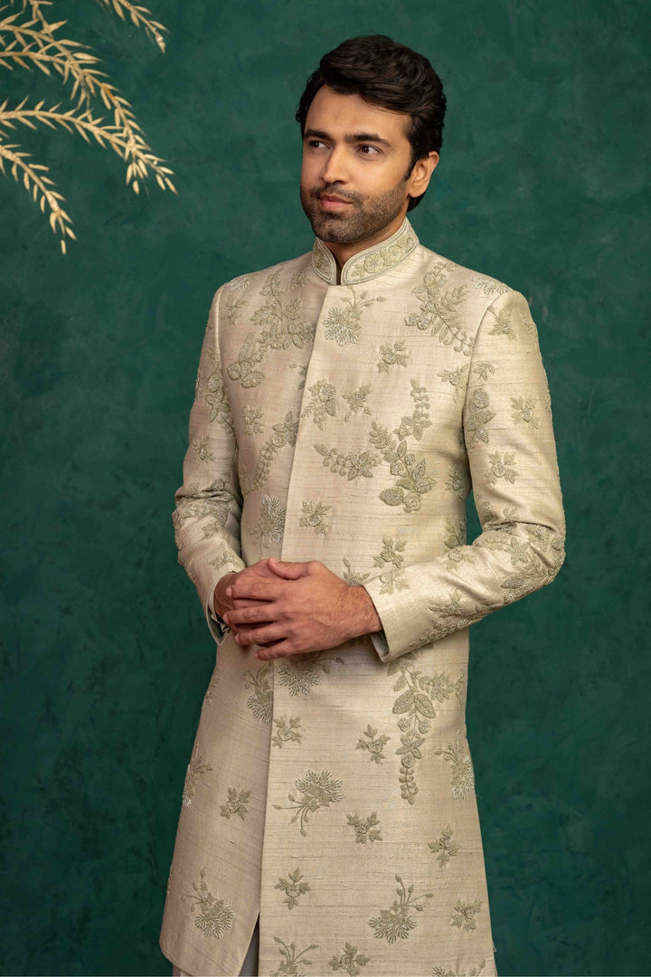 Pistachio Green  Hand Embroidered Sherwani