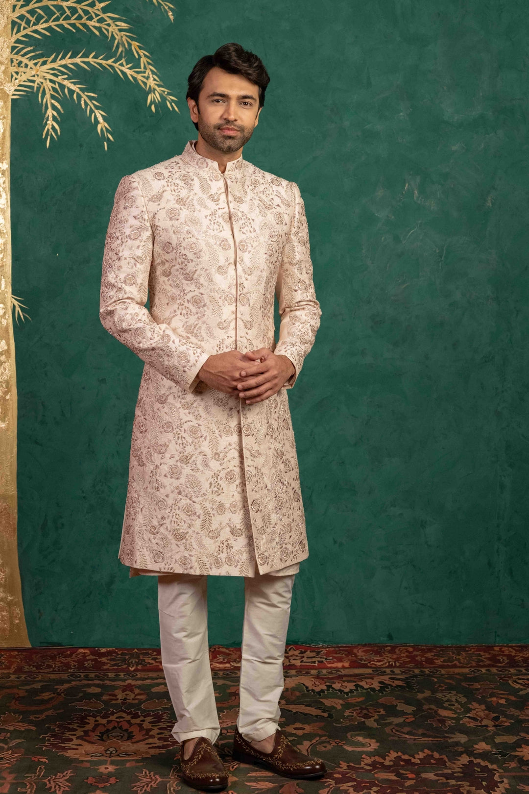 Radiant Blush Pink Sherwani – Image 3