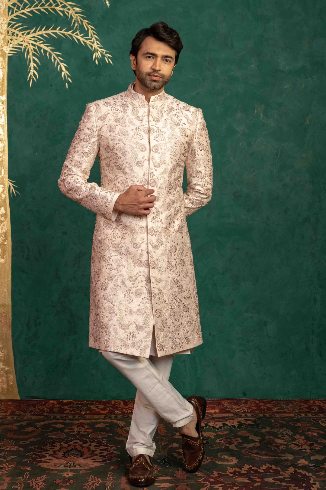 Radiant Blush Pink Sherwani – Image 5