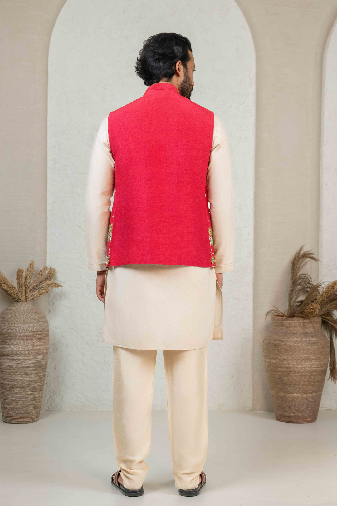 Red & Beige - Pearl & Cutdana - Dupion & PS - Koti Set – Image 5