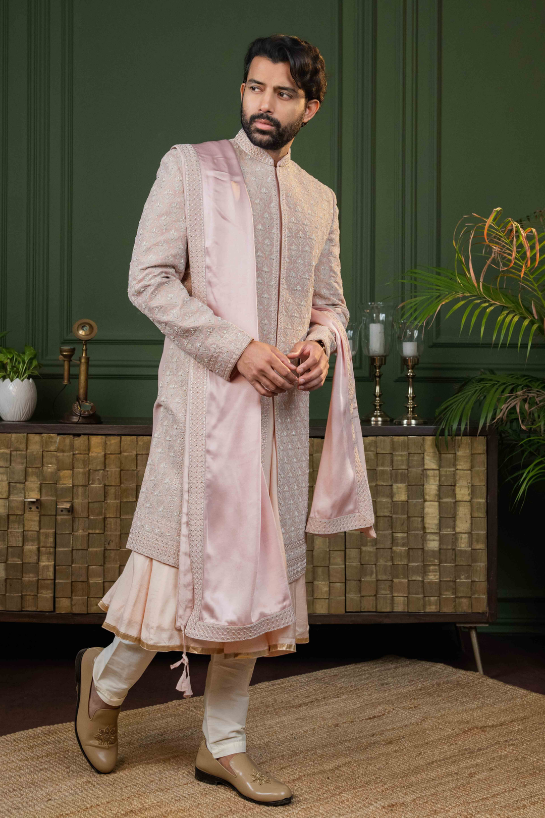 Rose Gold - Dori & Cutdana - Tissue Fabric - Sherwani – Image 3