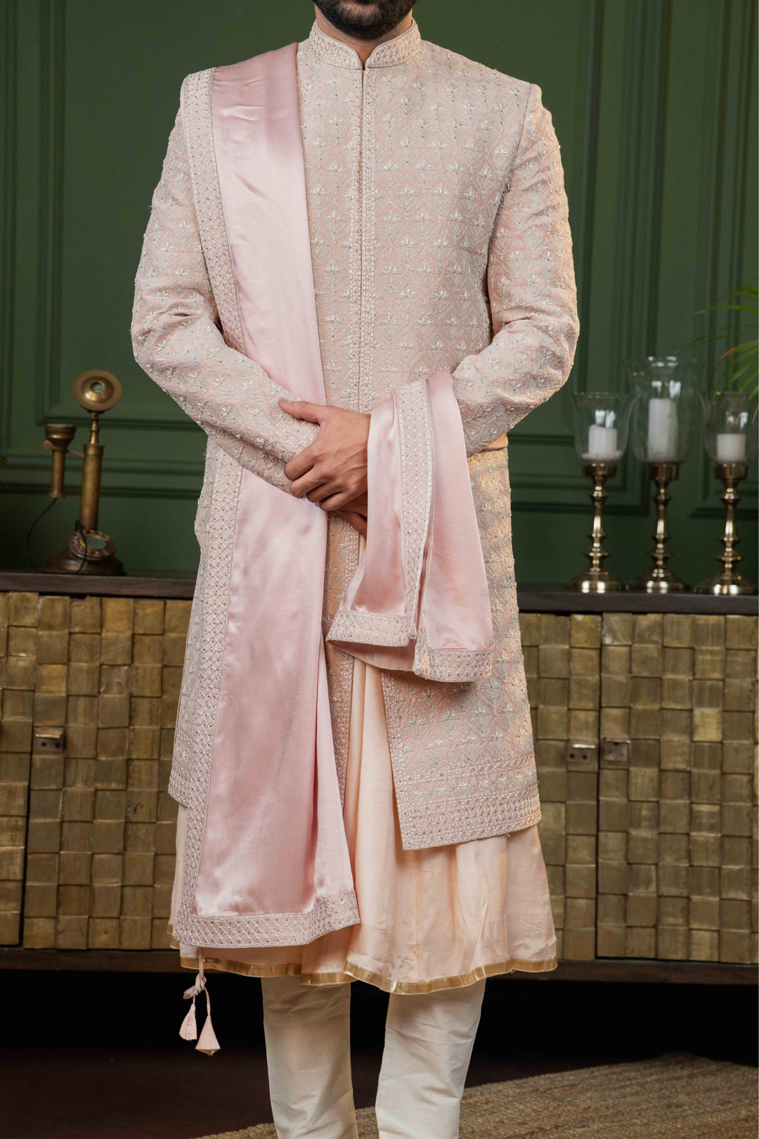 Rose Gold - Dori & Cutdana - Tissue Fabric - Sherwani – Image 7