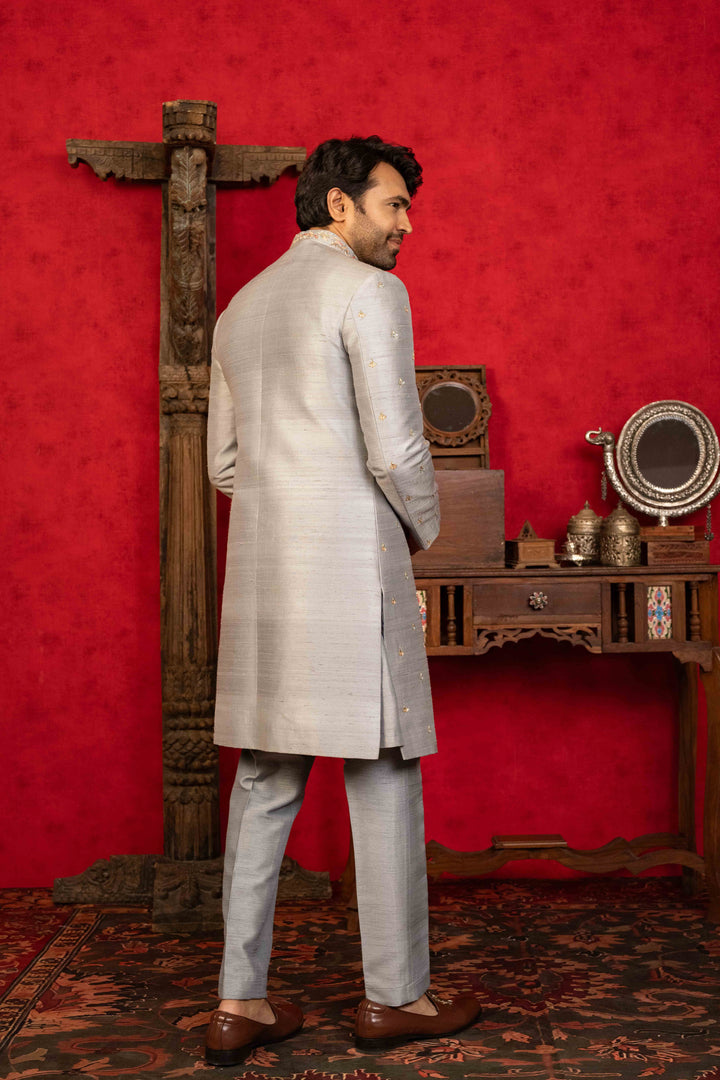 SLATE GREY INDO-WESTERN SET