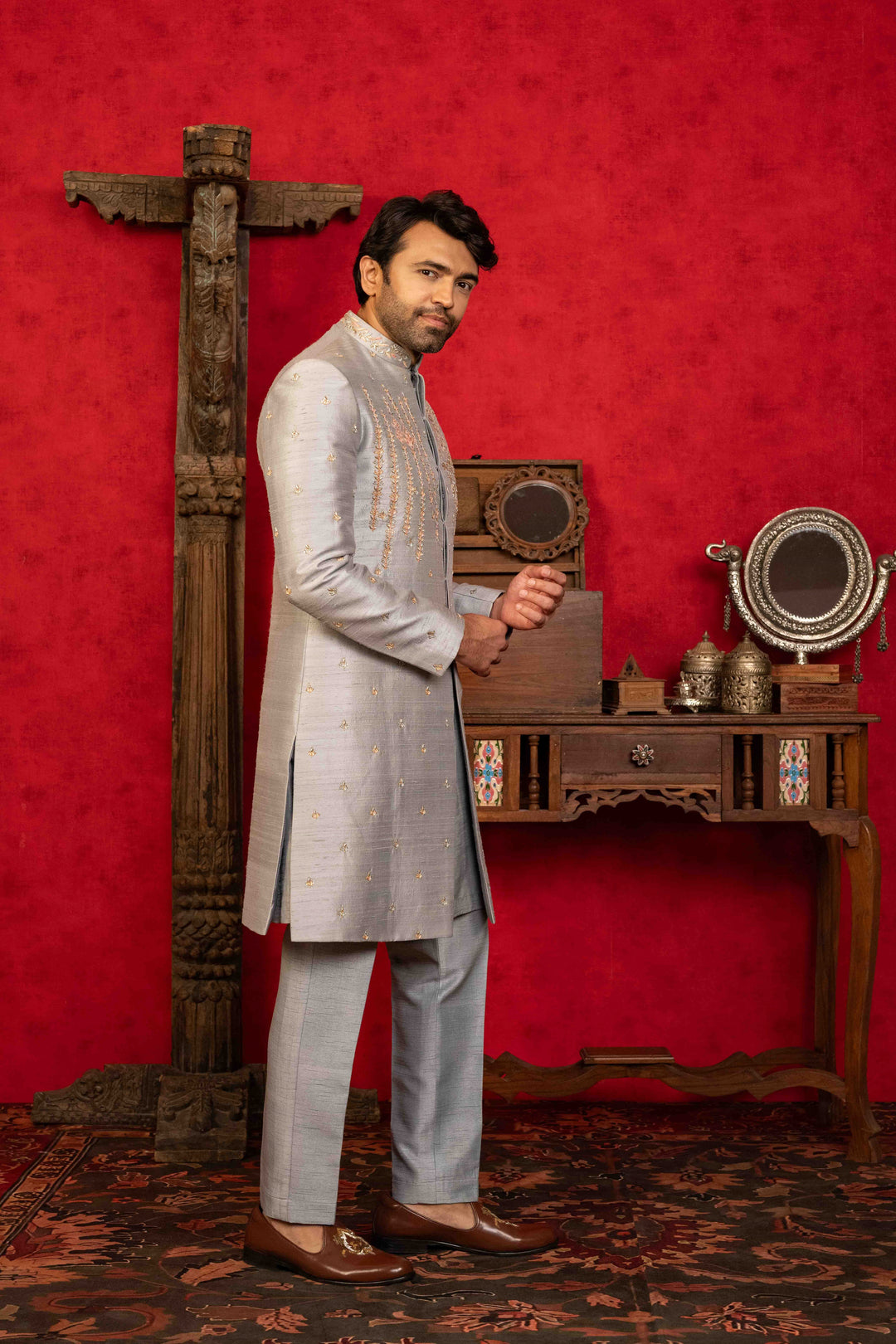 SLATE GREY INDO-WESTERN SET – Image 4