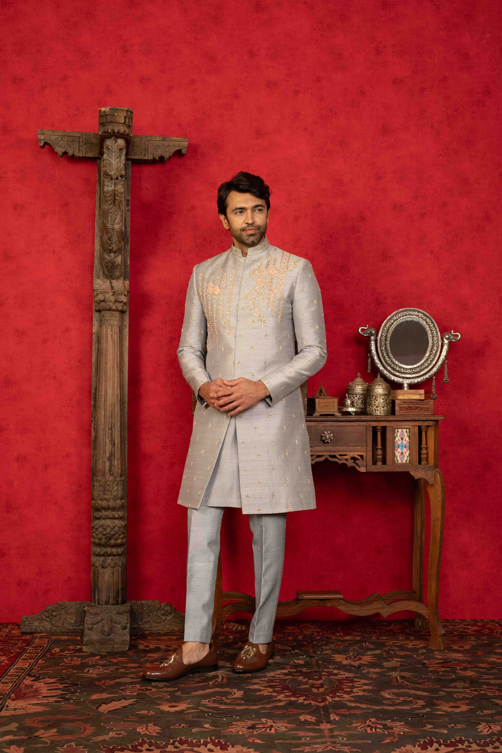 SLATE GREY INDO-WESTERN SET