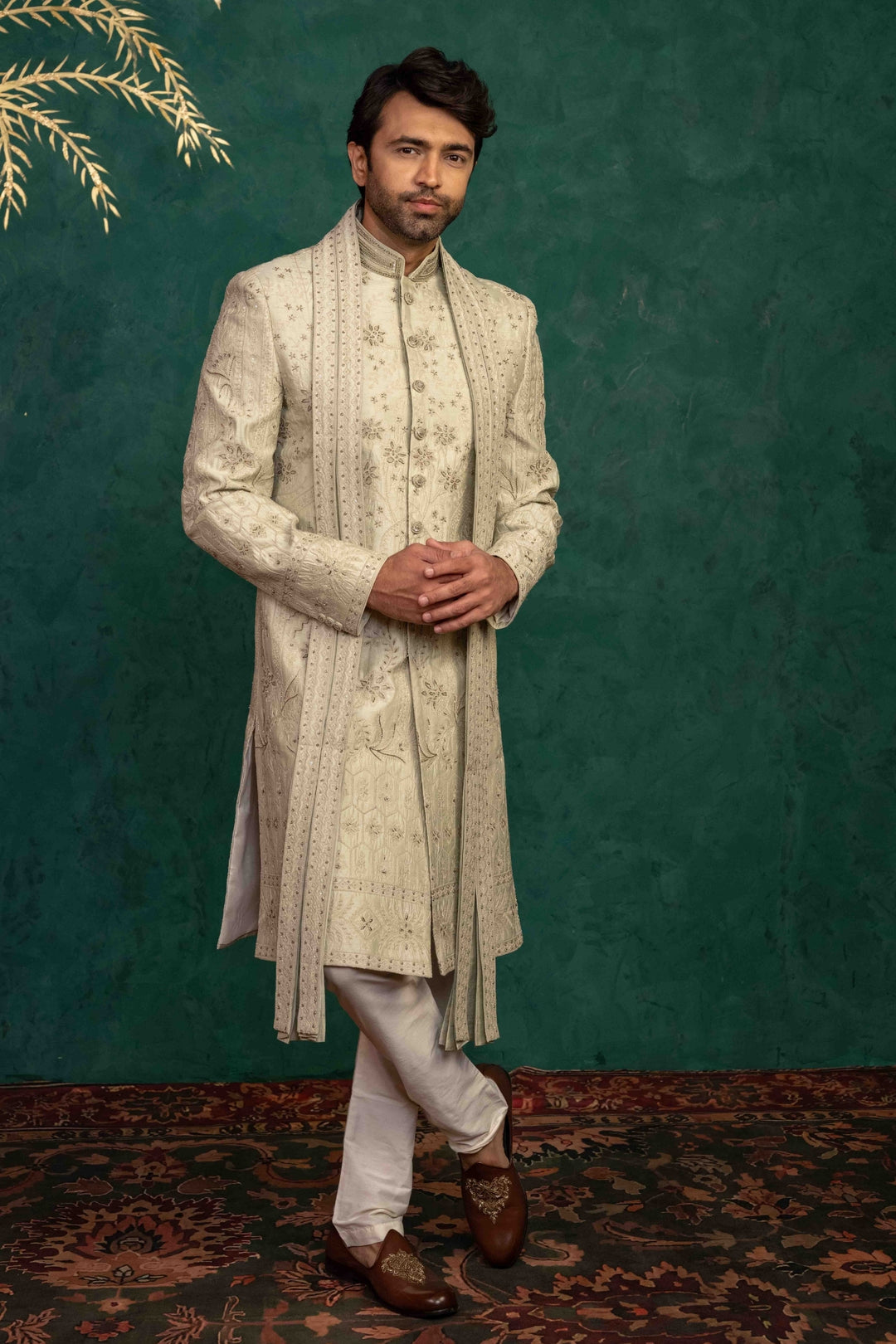 Soft Mint Sherwani Set