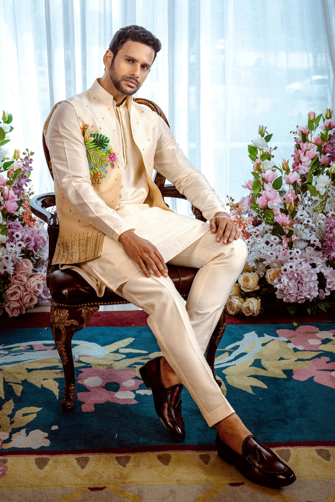 Tropical Elegance Kurta-Koti Set – Image 4