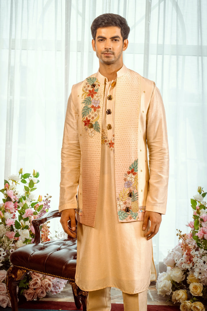 Tropical Elegance Kurta Koti Set