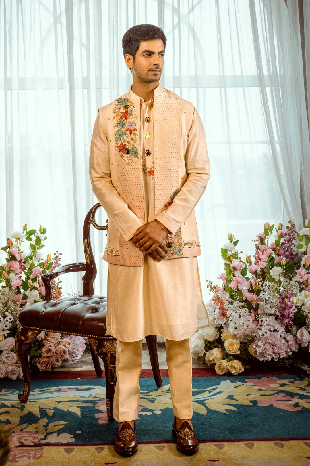 Tropical Elegance Kurta Koti Set – Image 4