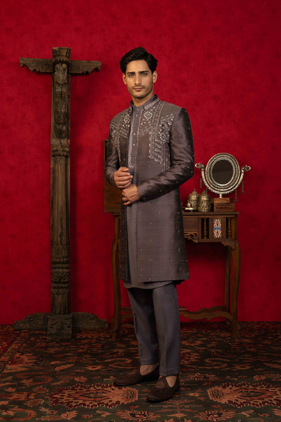 VINTAGE VIOLET INDO-WESTERN SET – Image 4