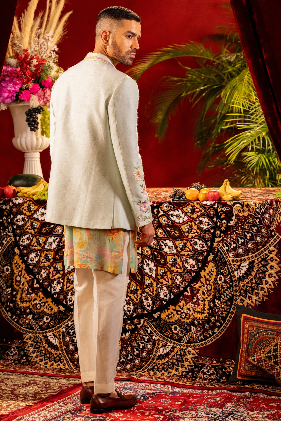 Whimsical Bloom: Printed Kurta & Embroidered Blazer – Image 2