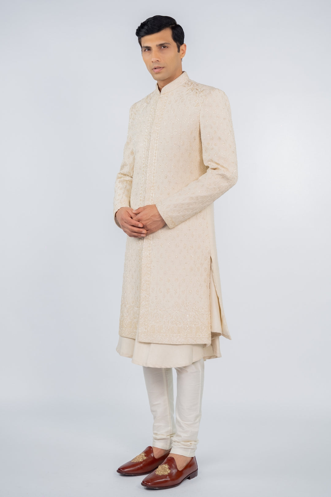 White Glimmer Sherwani – Image 3