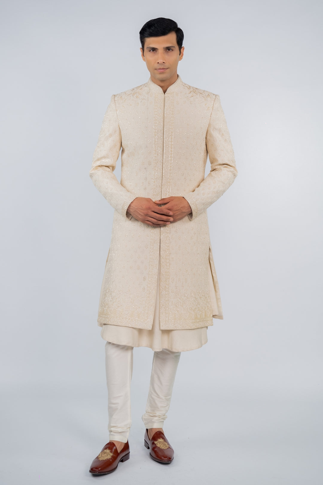 White Glimmer Sherwani – Image 4
