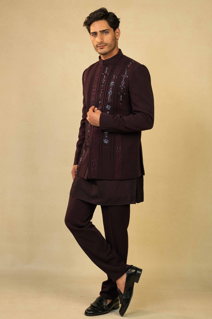 Wine Jodhpuri Set