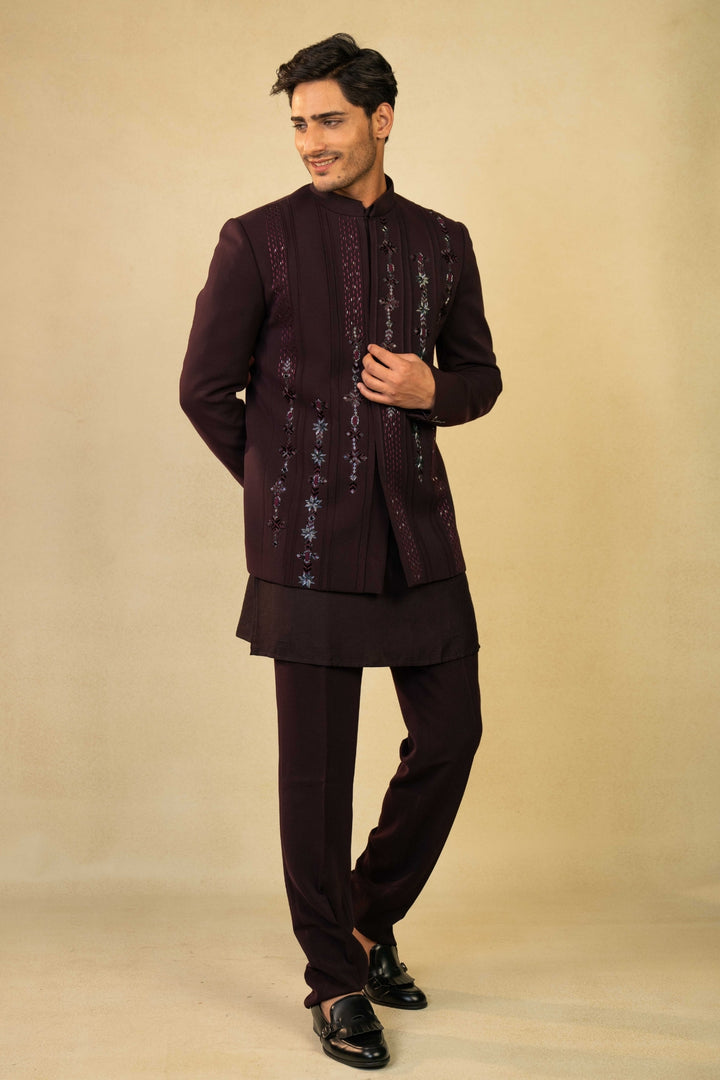 Wine Jodhpuri Set