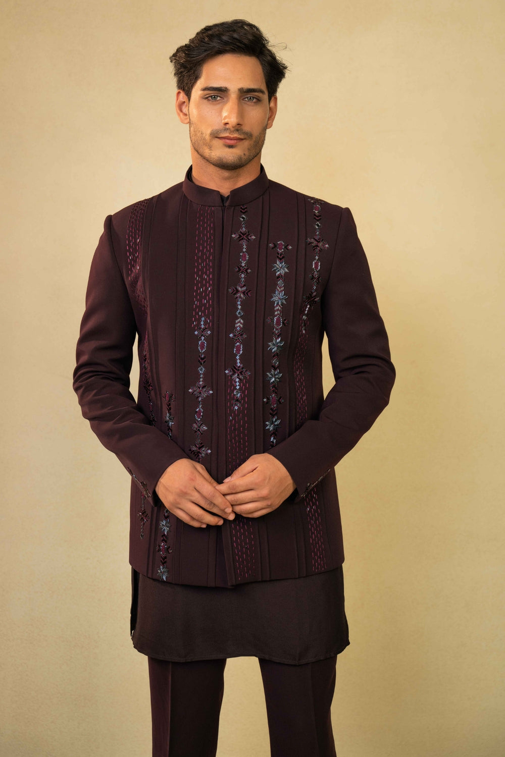 Wine Jodhpuri Set