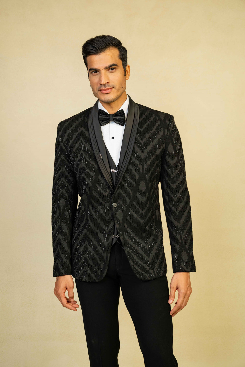 Classic Black Embroidered Tuxedo