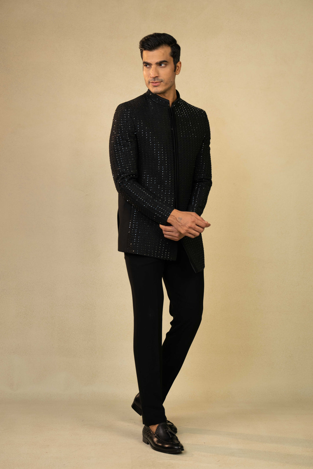 a black jodhpuri with hand embroidery – Image 5