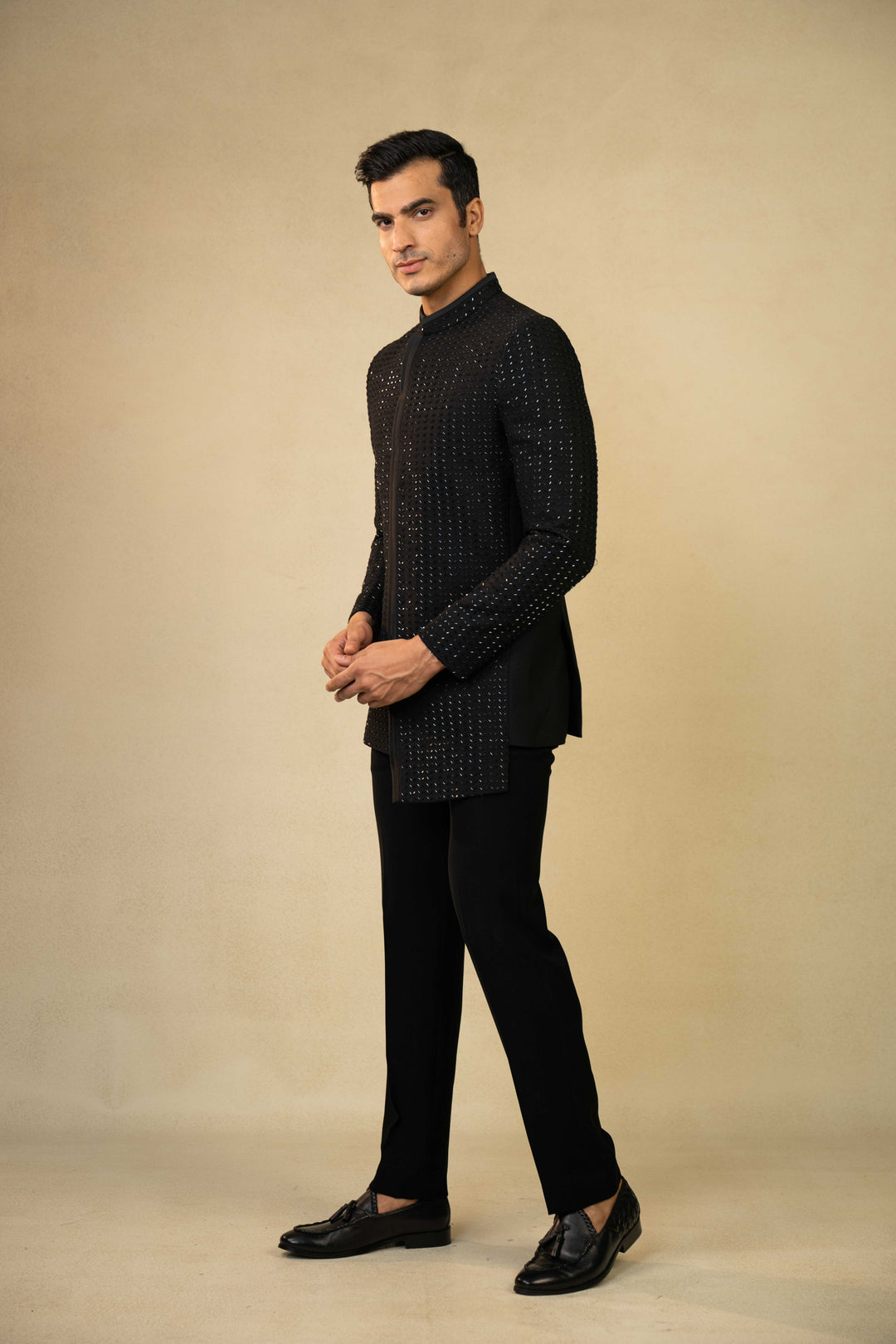 a black jodhpuri with hand embroidery – Image 4