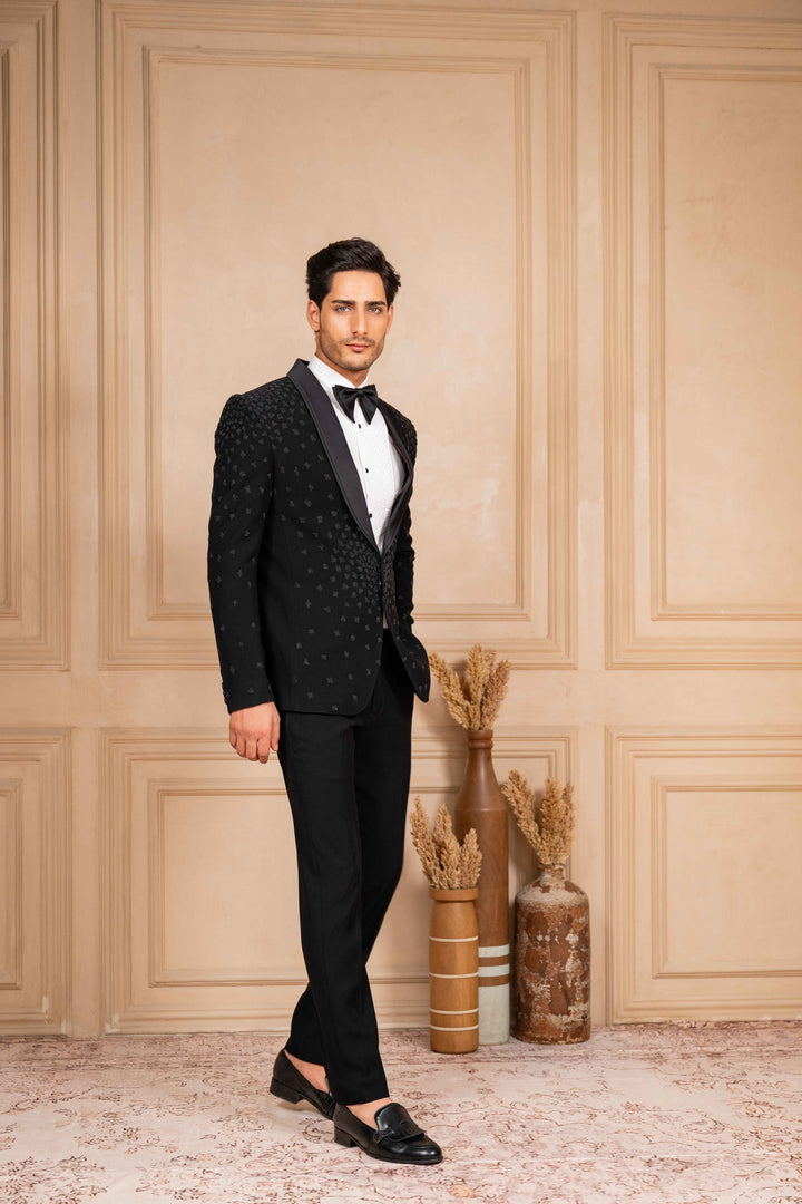 a black tuxedo