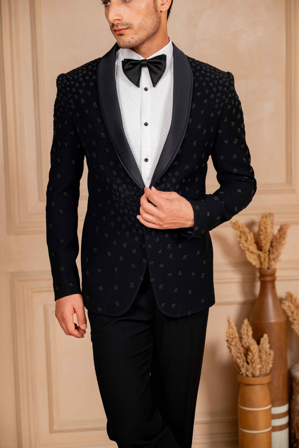 a black tuxedo
