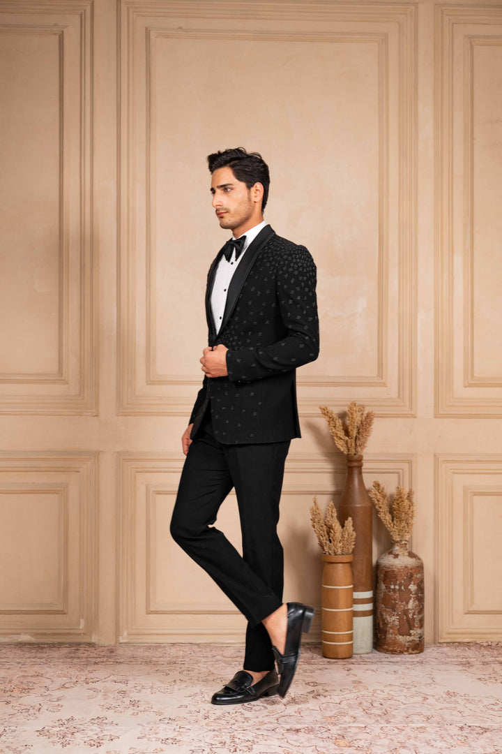 a black tuxedo