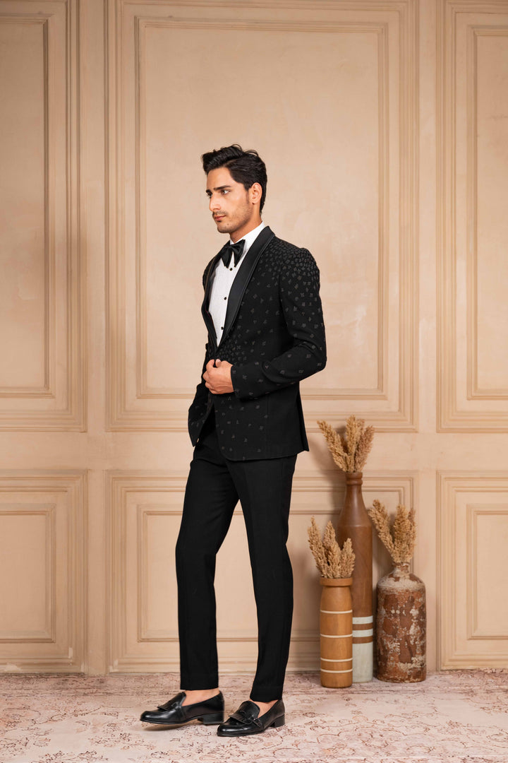 a black tuxedo