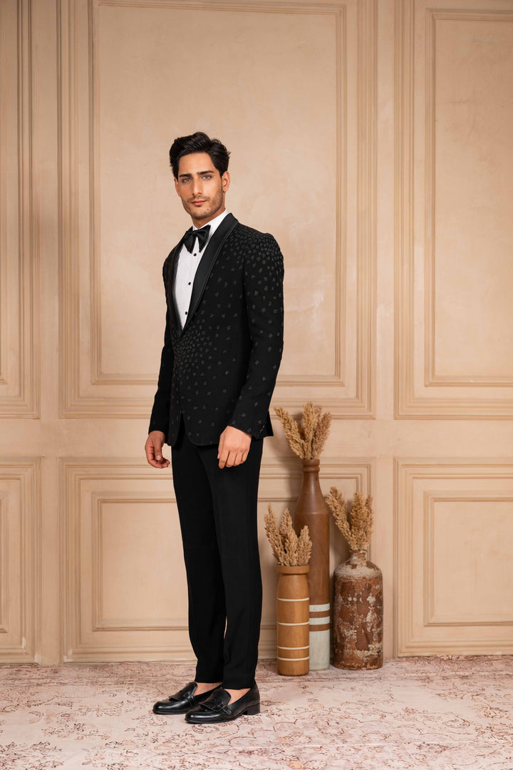 a black tuxedo