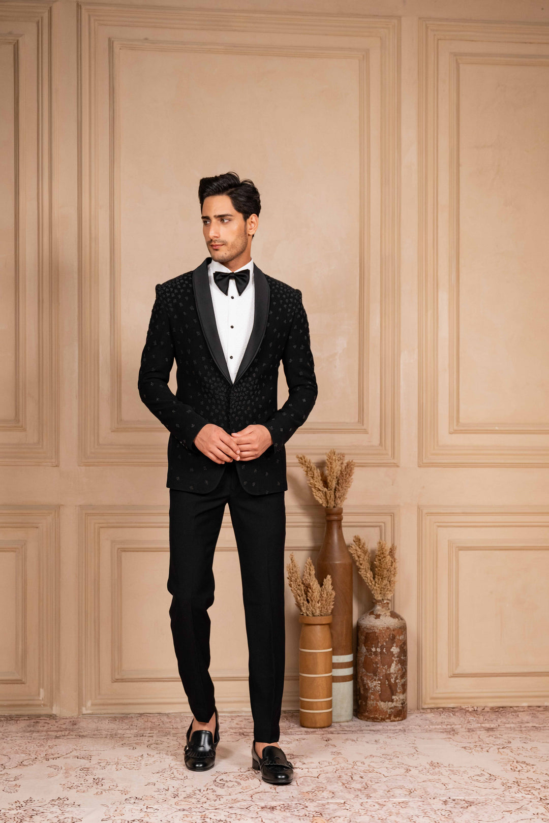 a black tuxedo