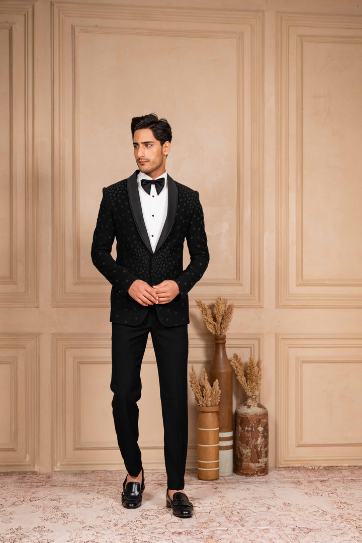 a black tuxedo