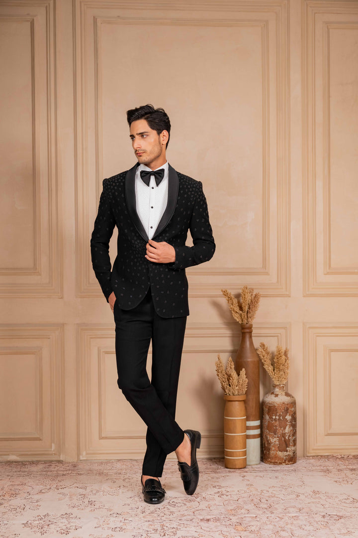 a black tuxedo