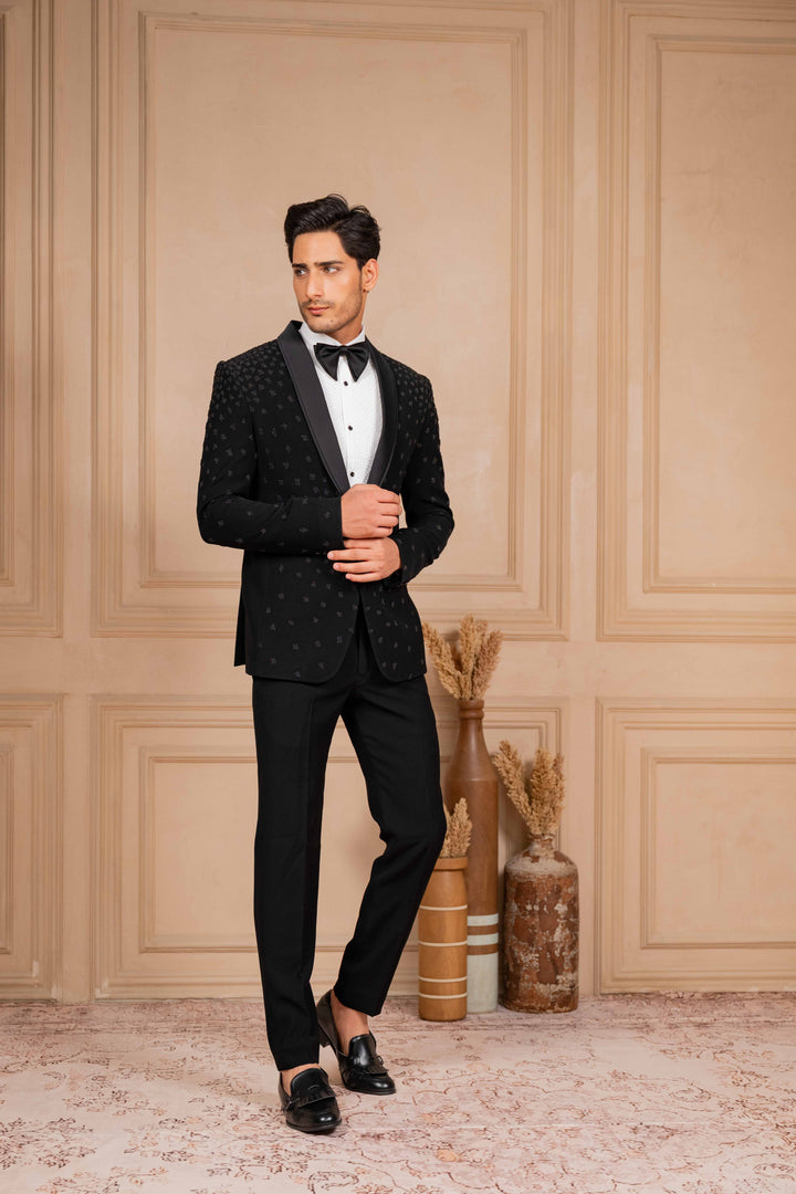 a black tuxedo
