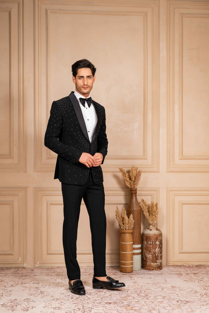 a black tuxedo