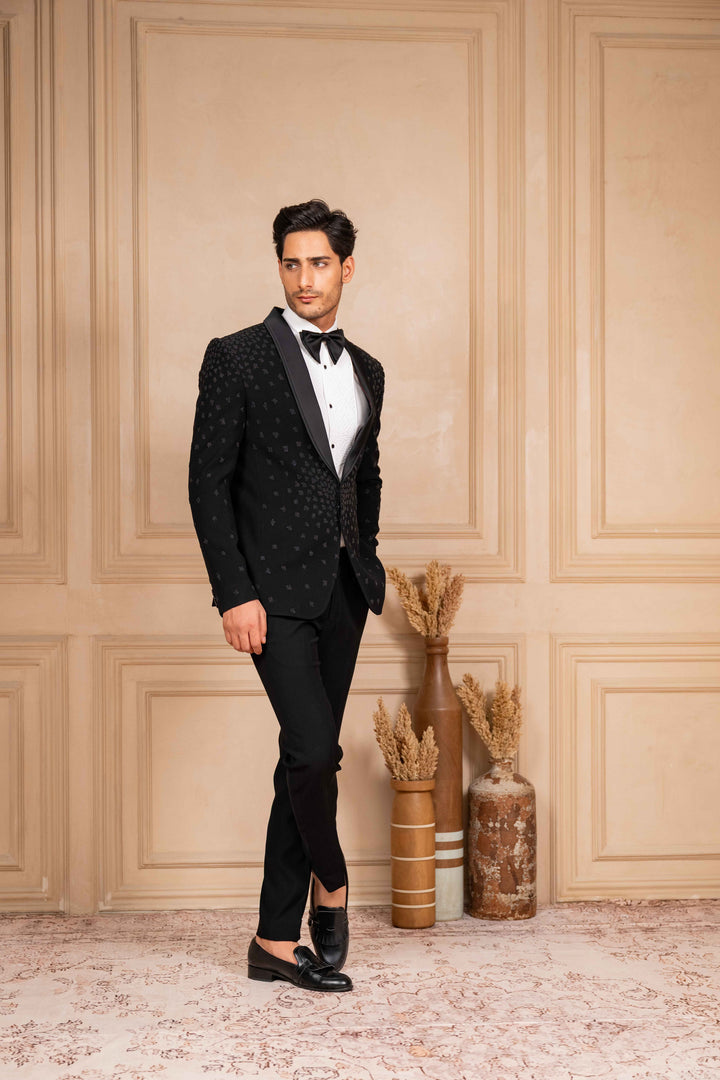 a black tuxedo